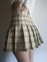 QRWR-minifaldas plisadas para mujer, faldas coreanas de cintura alta, a cuadros, sexys, con cremallera, 2020