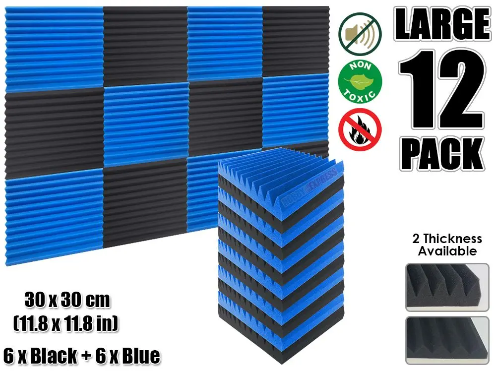12pcs Blue and Black Arrowzoom мульти-Клин 12T акустическая студия пена плитка Звукопоглощающая Панель 30x30 см(11,8x11,") цвет Combi KK1167 - Цвет: 12pcs Blue and Black