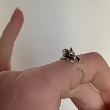 CHENGXUN-Anillo de latón ajustable con ratón para mujer, nudillo de latón, estilo bohemio, elegante, joyería