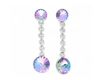 

Long silver earrings with swarovski crystals lilac colourless