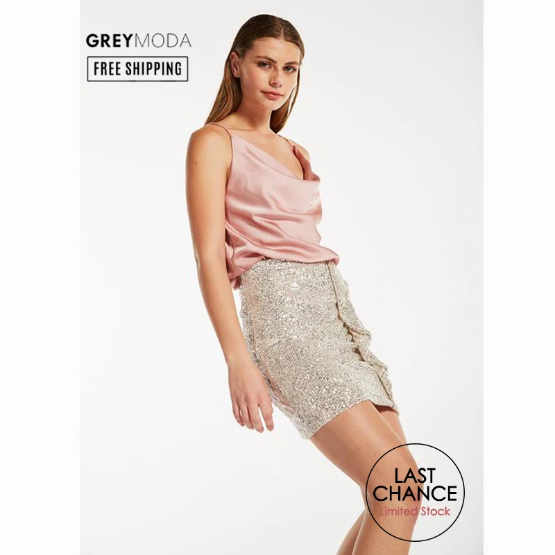 GREYMODA майка женская водопад шеи атласные Сексуальные вечерние топы Женская мода уличная одежда кроп-топ современный дизайн один размер