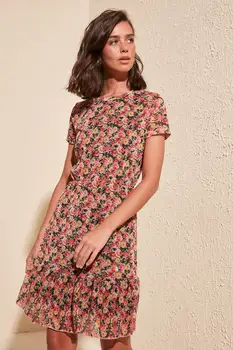 

Trendyol Flower Print Tulle Knit Dress TWOSS20EL1375