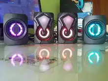 Altavoces de ordenador con cable USB, Subwoofer estéreo de graves, luz LED colorida, para portátil, smartphone, MP3, novedad