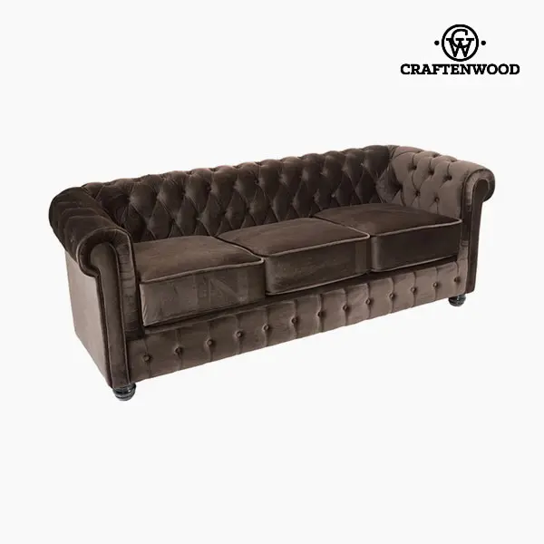 3 Seater Chesterfield Sofa Velvet Brown - Relax Retro Collection by Craftenwood