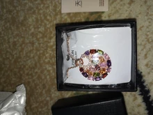 LUOTEEMI Caliente Cristalino Multicolor Ronda Collar y Colgantes para Las Mujeres de Oro Rosa de Color Multicolor CZ Circón Colgante de Collar