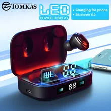 Беспроводные наушники Bluetooth V5.0, TWS, беспроводные Bluetooth наушники, светодиодный дисплей, 2000 мА/ч, внешний аккумулятор, гарнитура с микрофоном для телефона