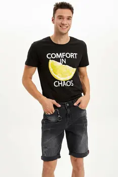 

DeFacto Man Summer Black Denim Shorts Men Casual Shorts Male Loose Washed Denim Short Jeans Bermuda-L0171AZ19HS