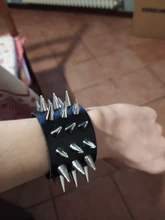 Único de tres fila puntiagudo hacen picos remache de cuero ancho Punk Rock gótico Unisex pulsera de hombre de la joyería