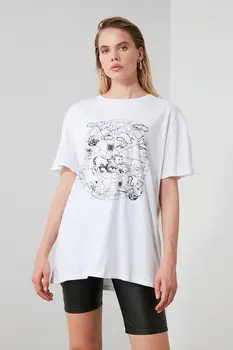 

Trendyol Printed Boyfriend Knitted T-Shirt TWOAW21TS0038