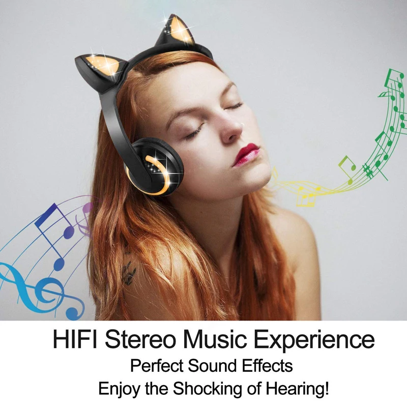 KL05 Bluetooth стерео кошачьи наушники мигающие светящиеся кошачьи наушники Игровые наушники 7 цветов светодиодный светильник