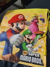 HJKL-Mochila De tela no tejida con tema de Súper Mario, bolso escolar de viaje para niños, regalo, decoración, cordón Mochila, 1 Uds.