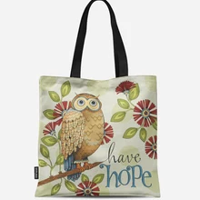 Многоразовая хозяйственная сумка эко женская сумка складная сумка для пляжа повседневное использование сумка на плечо Повседневная парусиновая с принтом совы