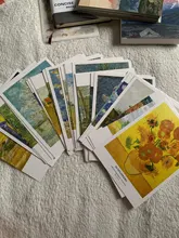 Monet-set de 30 hojas de sobres para postales de artistas famosos, tarjetas postales en inglés, ilustraciones, Serie de Museo de Arte, Picasso, Van Gogh