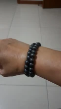 Pulsera de Metal elástica para hombre y mujer, brazalete redondo de piedra natural negra para la pérdida de peso, terapia magnética, hematita, moda