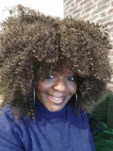 Kinky Curly Wigs Bangs Blonde Cosplay Heat-Resistant Brown Lizzy Synthetic Black Women