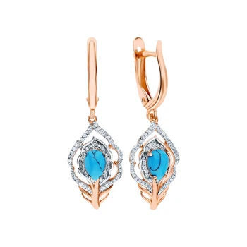 

Silver earrings with turquoise and cubic zirconia sunlight sample 925