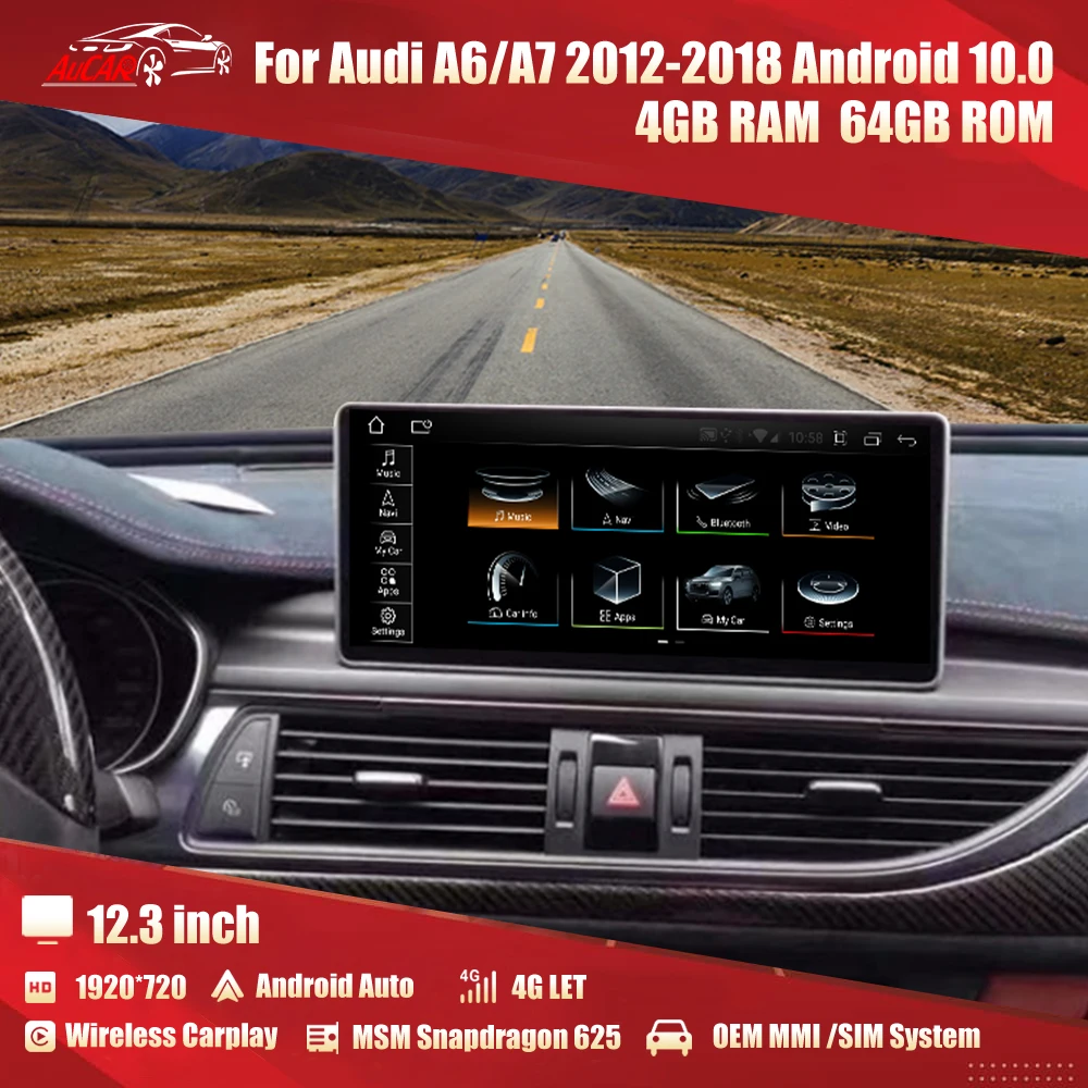 Автомагнитола для Audi A6 A7 2012-2018 android 11 12 3 дюйма GPS-навигация мультимедиа AUDI C7 4G LET |