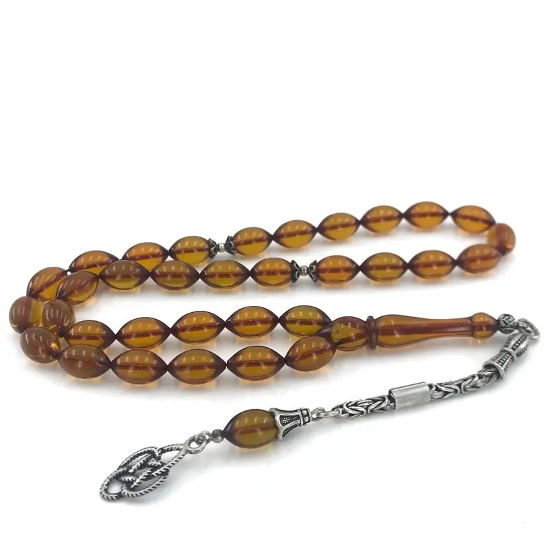 

King Chain Silver Tassel Squeezing Amber Prayer Beads Rosary