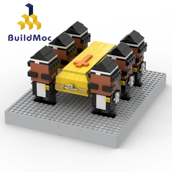 

BuildMOC Ghana Funeral Dance on Funerals Team Men Dance2020 Funny Meme Dance With Casket Building Blocks Toys For Kid