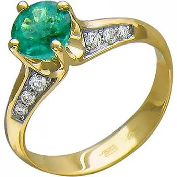 

Esthete ring with emerald and diamonds in 750 Yellow Gold