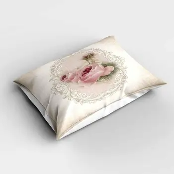 

Else Vintage Roses on Beige Cream Floor Rectangle Modern Pillowcases 3d Digital Print Pillow Covers Cases for Couch Bed
