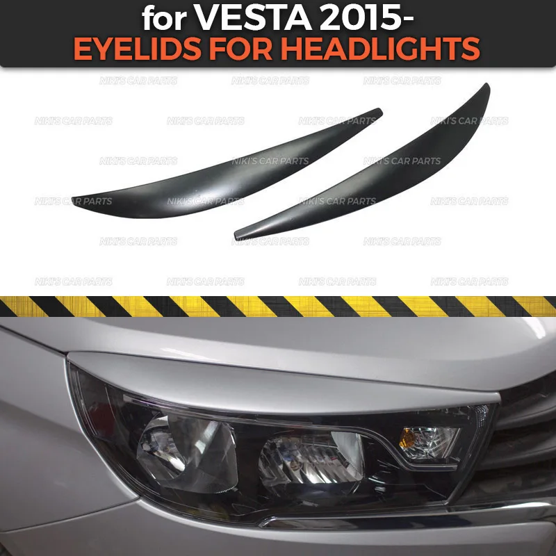 Брови на фары для Lada Vesta 2015 ABS пластик cilia литье ресниц украшение тюнинг