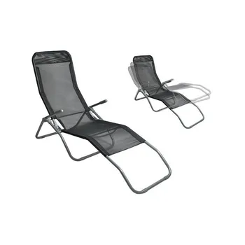 

Lounger Garden black breathable sunbed beach balcony resilient> 130 kg