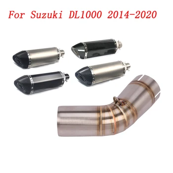 Slip On Motorcycle Exhaust Mid Link Pipe And 51mm Muffler Stainless Steel Exhaust System For Suzuki DL1000 2014-2020