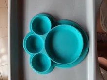 Plato de alimentación de silicona para bebé, vajilla de entrenamiento sin BPA con succión para niño, platos coloridos con bonitos dibujos de oso