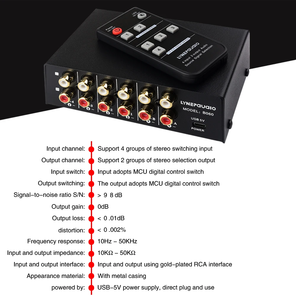 TENEALAY Selettore di altoparlanti stereo audio a 2 vie Switcher Box