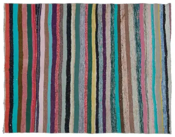 

Handmade Multicolor Vintage English Striped Rug Area Rug 160x206 Cm-5'3''X6'9''