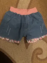 Pantalones cortos de mezclilla para niñas, Shorts bonitos de moda de verano con encaje Floral