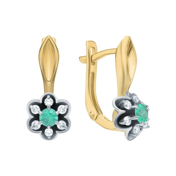 

Gold earrings with emeralds and diamonds sunlight sample 585