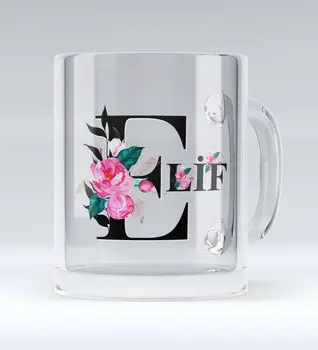 

Personalized Letter Glass Mug Bardak-1