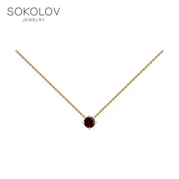 

Sokolov gold necklace with Garnet, fashion jewelry, 585, women's male