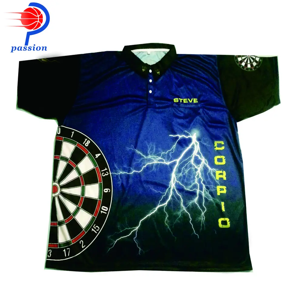 

$25 USD Each Men's High Quality Custom Sublimation Printed Cool Design Dart Shirts For Teams