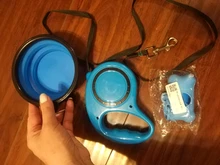 Retractable Dog Leash Dog Waste Bag Dispenser and Bags + Dog Bowl Heavy Duty Walking