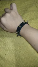 Pulsera gótica negra Punk para mujer, remache de punta cónica, brazalete de cuero negro, talla grande, Unisex