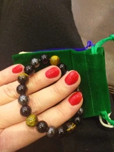 Pulsera de piedra Natural con Triple protección, brazalete de hematita y obsidiana negra, Ojo de Tigre