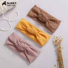 

New Cross Knot Headbands For Girls Nylon Cable Knit Baby Turban Elastic Hairbands For Children Kids Headwear Hair Accessories