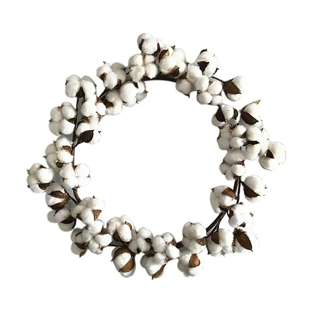 

White Handmade Dry Cotton Ring Home Decoration Garland Christmas Hanging Ring -1