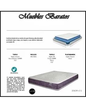 

High density viscoelastic youth mattress REF-42 all measurements