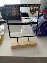 Soporte de exhibición para pendientes de tuerca de Metal con Base de madera, organizador de pendientes con 24/44/66 agujeros, venta al por mayor