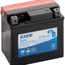 Аккумулятор Moto Agm 4ah 70a 113x70x105 Полярность Etn 0 Токовыводы M04 EXIDE арт. ETX5L-BS