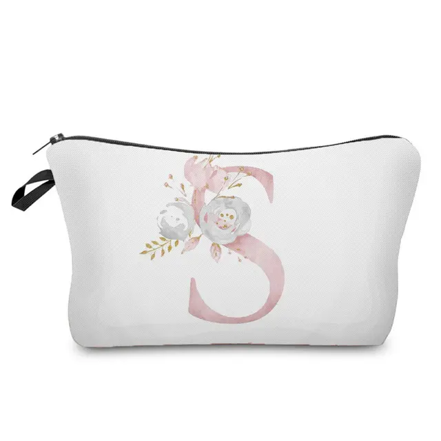 Flowers Alphabet Printed Cosmetic Bags  Bridal Party Make Up Bags Pouch Necessaries Lady Tote Bride Bridesmaid Proposal Gift hz2415