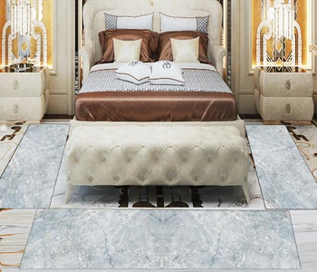 

Else 3 Piece Blue Grey Marble Stones Design 3d Print Non Slip Microfiber Washable Decor Bedroom Hallway Area Rug Carpet Set