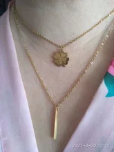 Collares multicapa y colgantes de trébol para mujer, cadena larga de Color dorado, collar, joyería de acero inoxidable