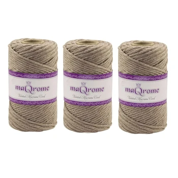 

MaQrome Macrame Cord Single Twisted Yarn 3 mm 3 Pieces Cappucino