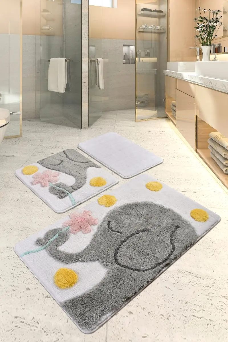 Коврик для ванной | коврик для ванной нескользящие Противоскользящие коврики большой слон серый 3л набор 60X100 Cm-50X60 Cm-40X60 см