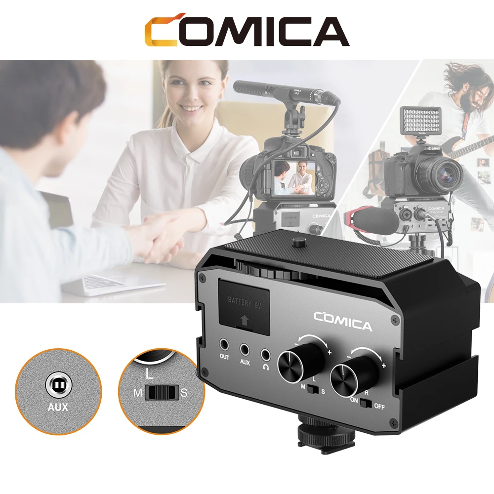 COMICA CVM-AX3 Kamera Audio Recording Mixer Dual-XLR-Kopf 20 Hz~20 kHz 3,5 mm COMICA CVM-AX3 Kamera Audio Recording Mixer Dual-XLR-Kopf 20 Hz~20 kHz 3,5 mm